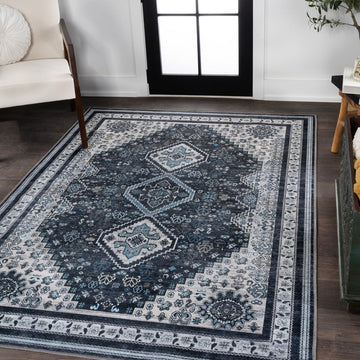 Dalyan Geometric Medallions Washable Area Rug
